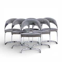 Giotto Stoppino für Kartell Italienische Freischwinger-Esszimmerstühle aus Chrom - 6er-Set