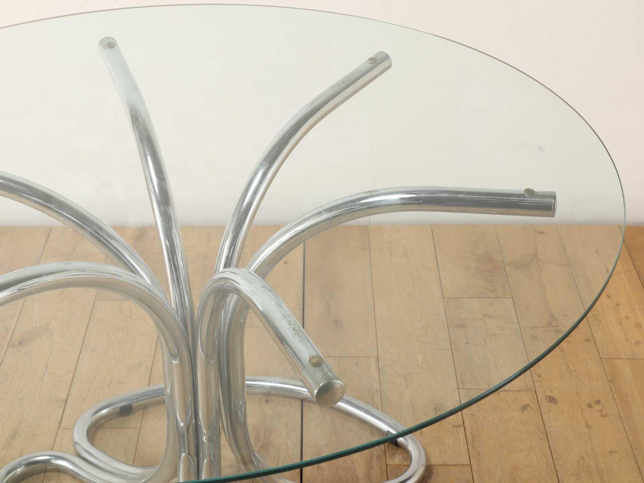 Table ronde chromée Giotto Stoppino des années 1970 Bon état - En vente à Shibuya-ku, 13