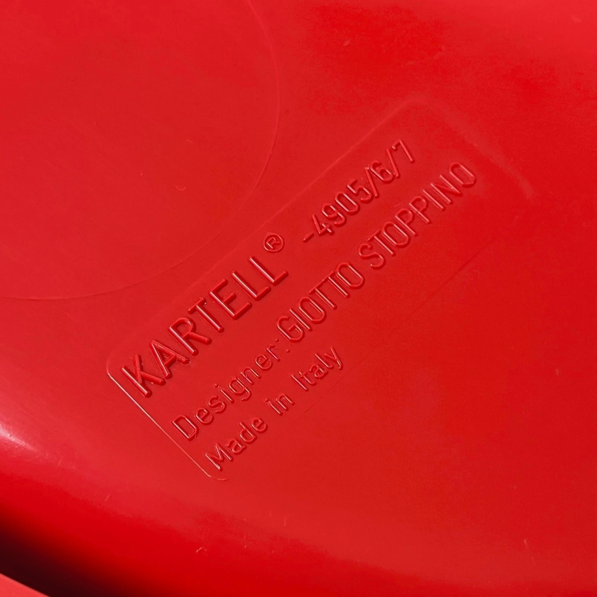 Giotto Stoppino Iconic Kartell Coffee Table Model 4905/6/7 in Glossy Red - 1970s 3