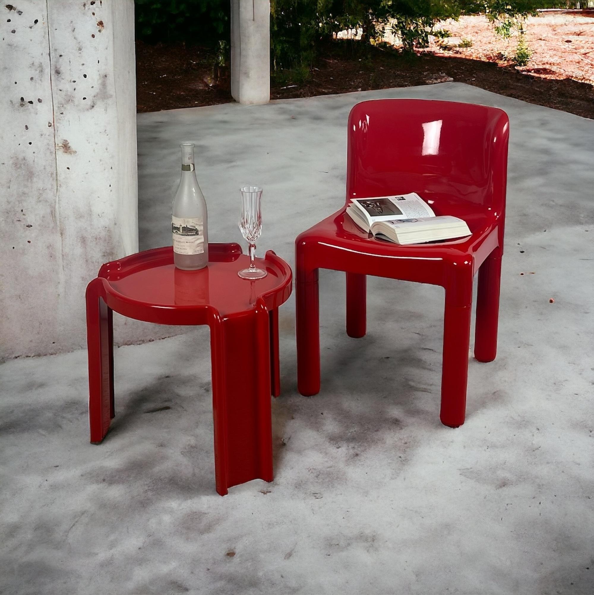 Giotto Stoppino Iconic Kartell Coffee Table Model 4905/6/7 in Glossy Red - 1970s 1