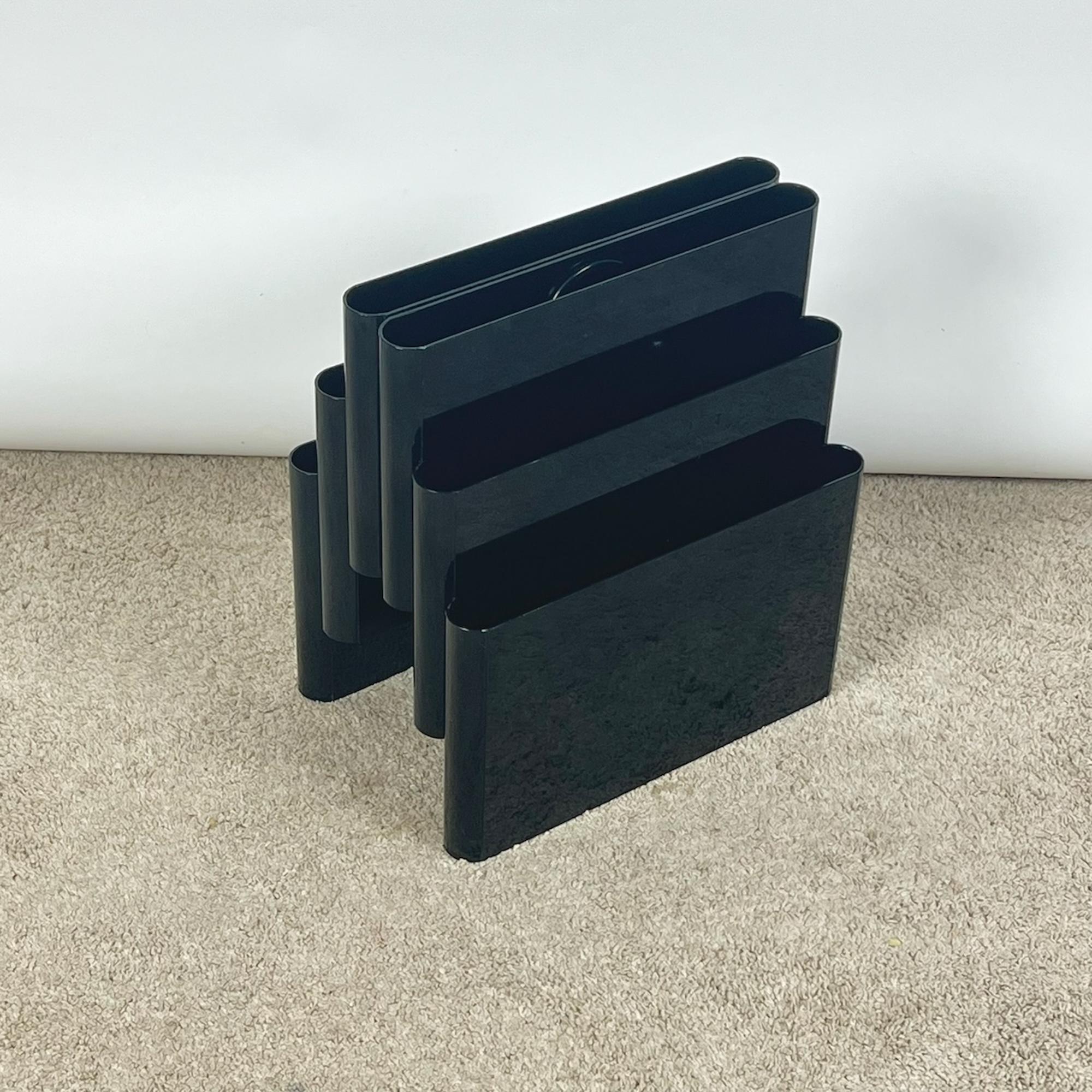 Giotto Stoppino Magazine Rack Disc Holder 'Model 4675' Kartell in Glossy Black For Sale at 1stDibs