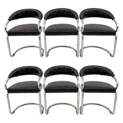 Giotto Stoppino Mid-Century Modern Italian Chrome Dining Chairs for Kartell