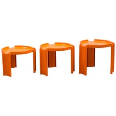 Giotto Stoppino Orange Plastic Interlocking Coffee Tables for Kartell, 1970s