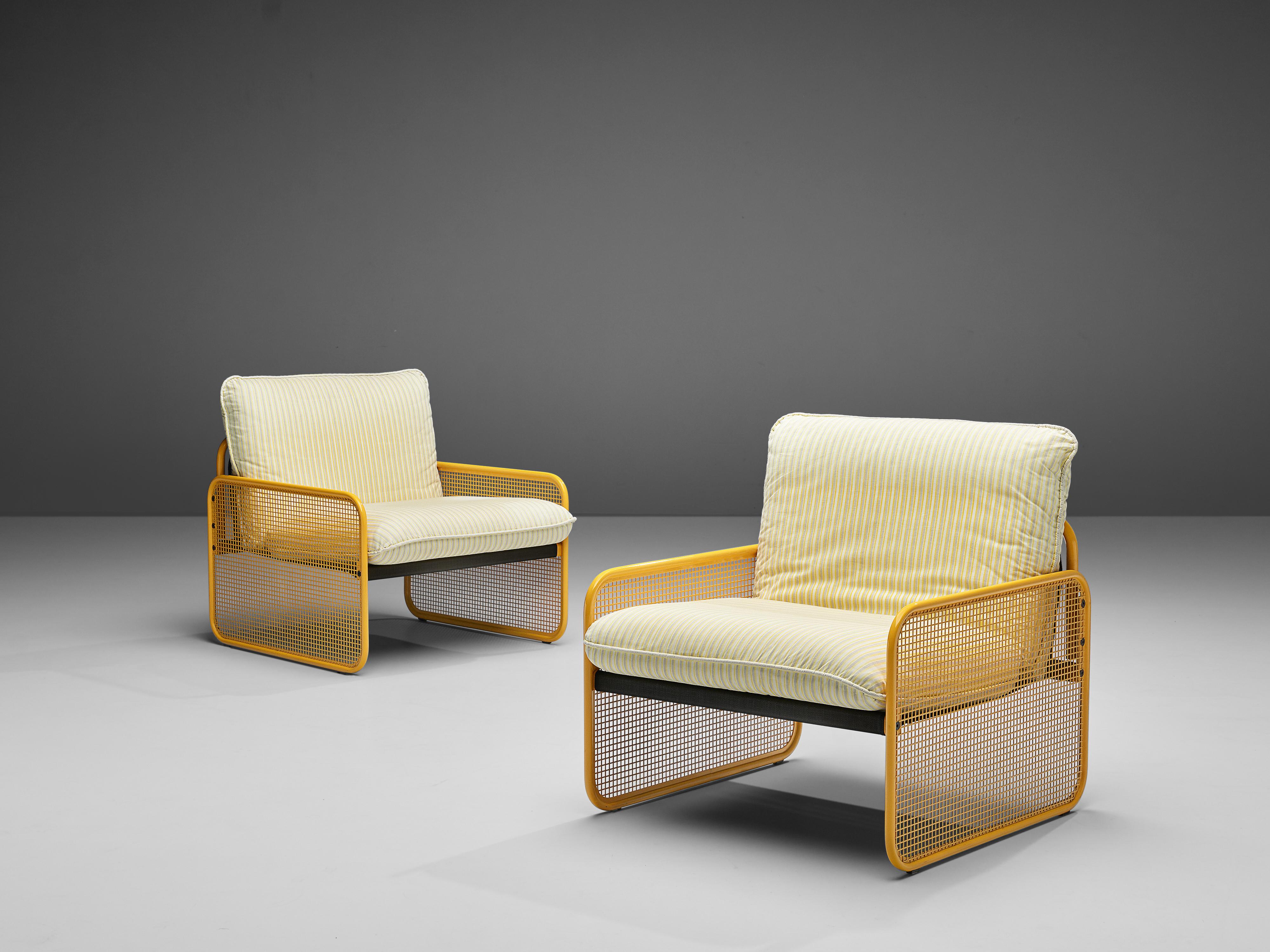 Giotto Stoppino Pair of Armchairs in Yellow Metal 1