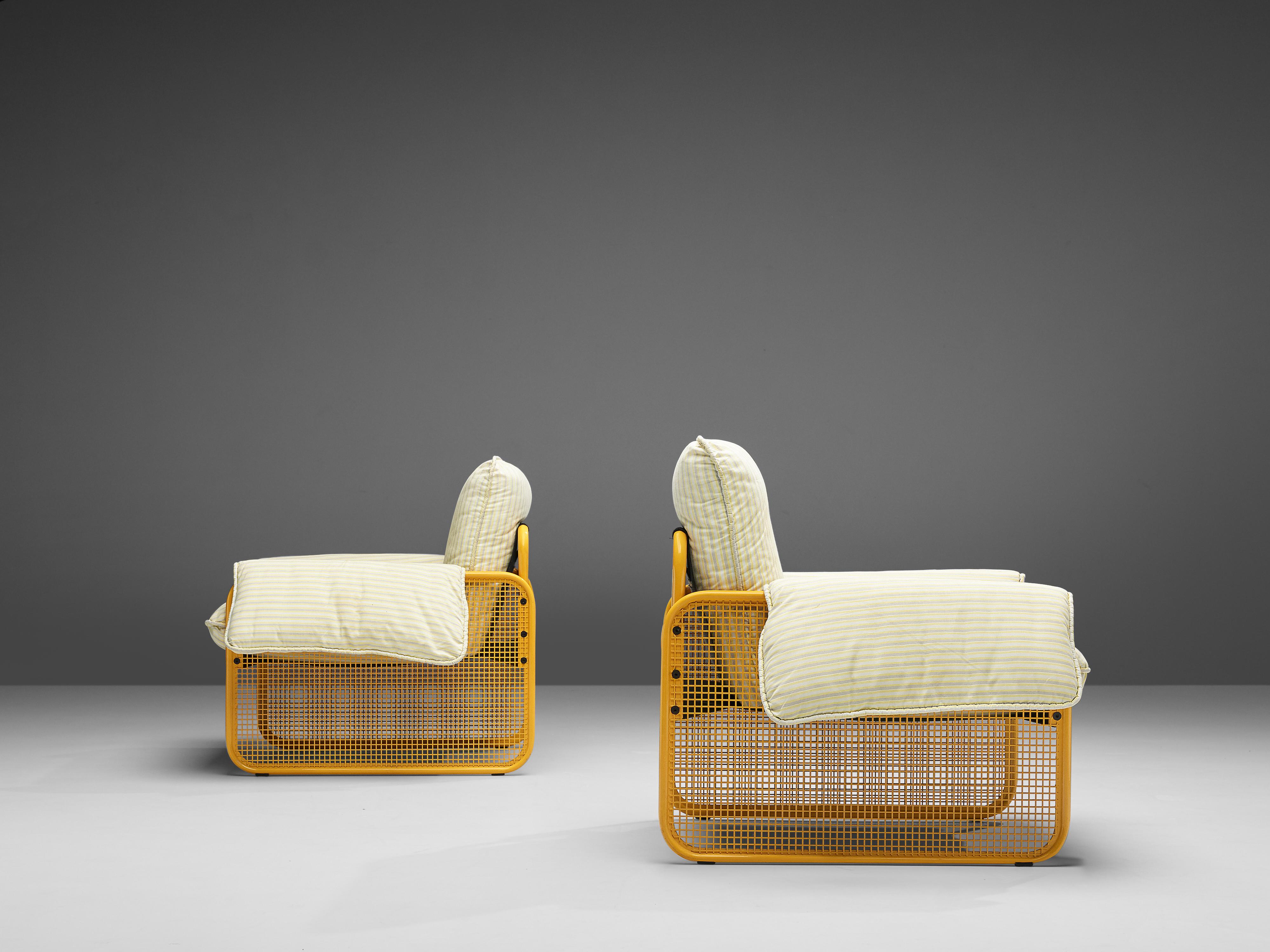 Giotto Stoppino Pair of Armchairs in Yellow Metal 3