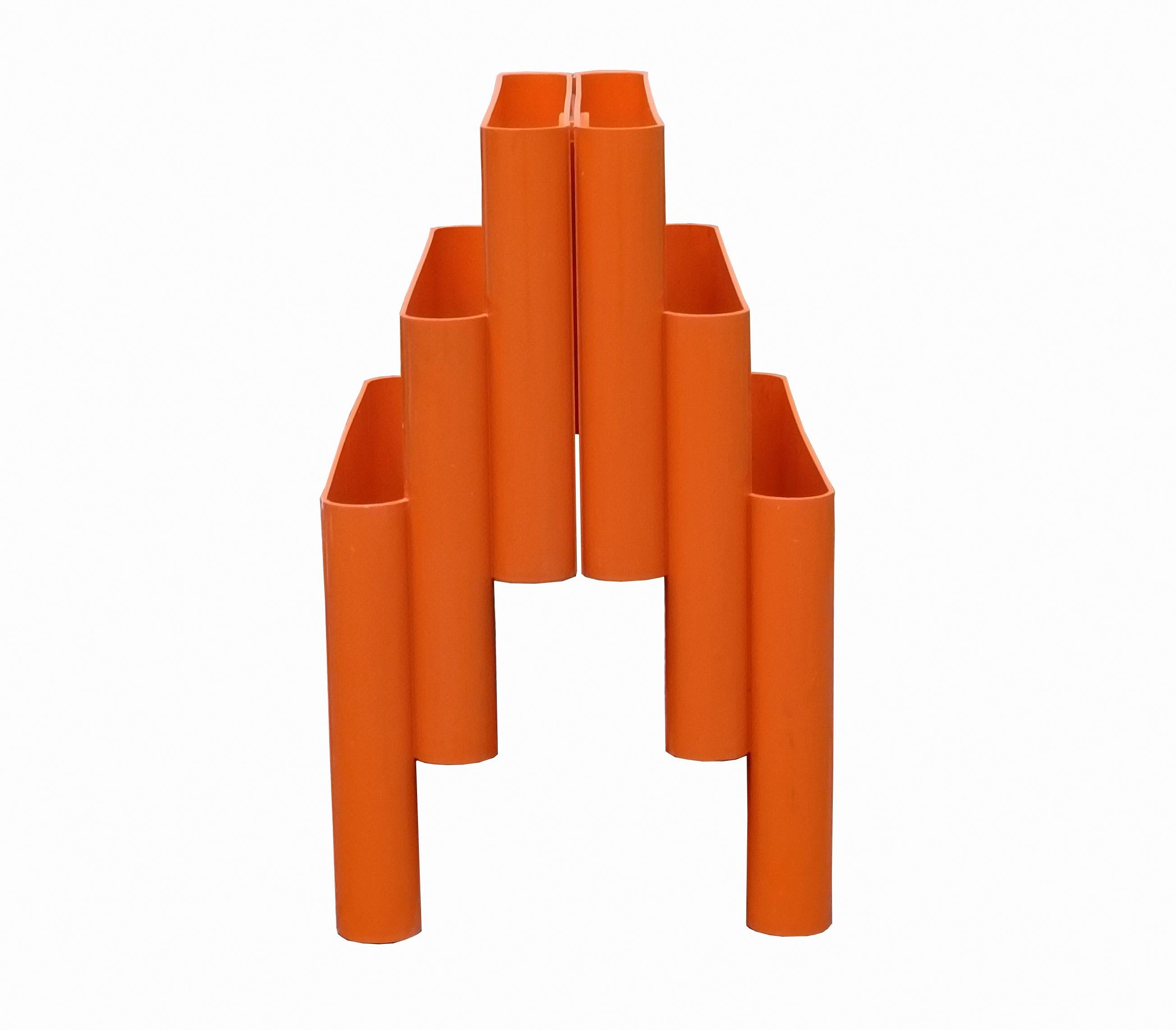 Mid-Century Modern Giotto Stoppino pour Kartell Porte-revues Orange Mod.4675, Italie 1970 en vente