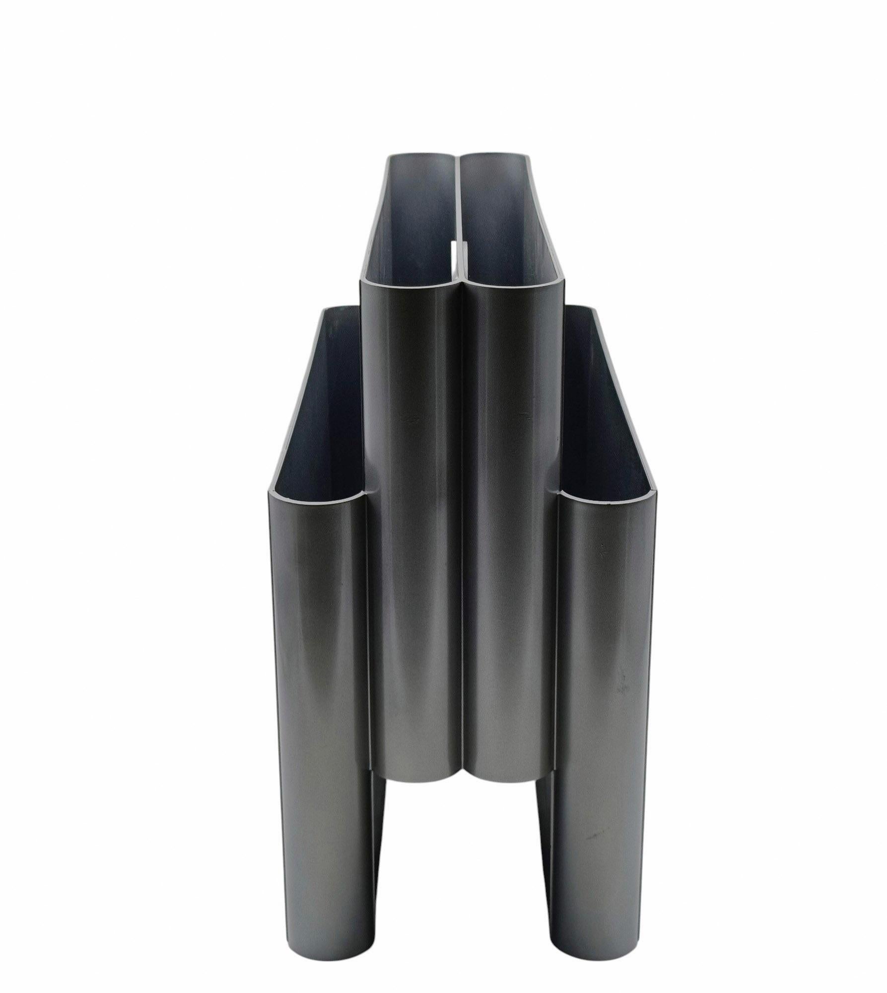Giotto Stoppino per Kartell Portariviste Argento Mod. 4676, Italia 1970s Bon état - En vente à Naples, IT