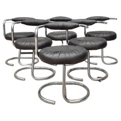 giotto stoppino chairs Giotto Stoppino Set of 6 Cobra Dining Chairs in Leather