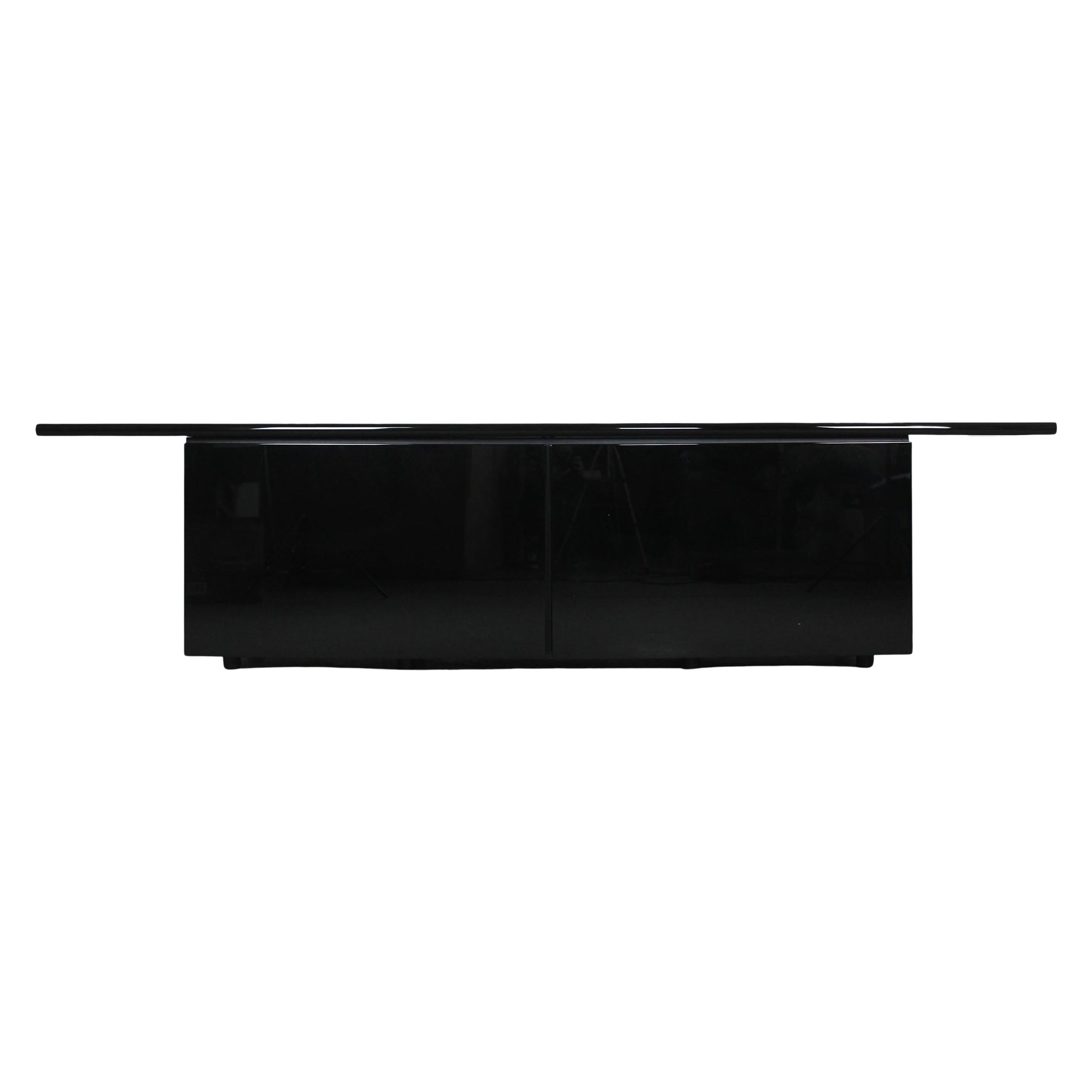 Giotto Stoppino Sheraton Sideboard in Black Lacquered Wood by Acerbis 1970s