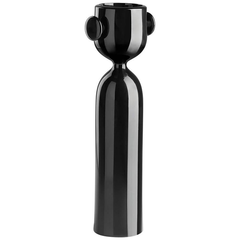 Giotto Vase in Lacquered Black Polyethylene by Miriam Mirri for Plust For Sale