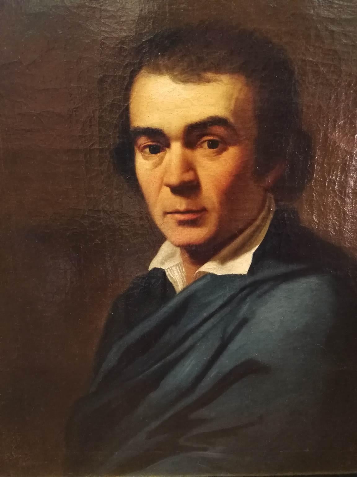Ritratto figurativo maschile neoclassico italiano con cornice firmato - Other Art Style Painting by Giovan Battista dell'Era