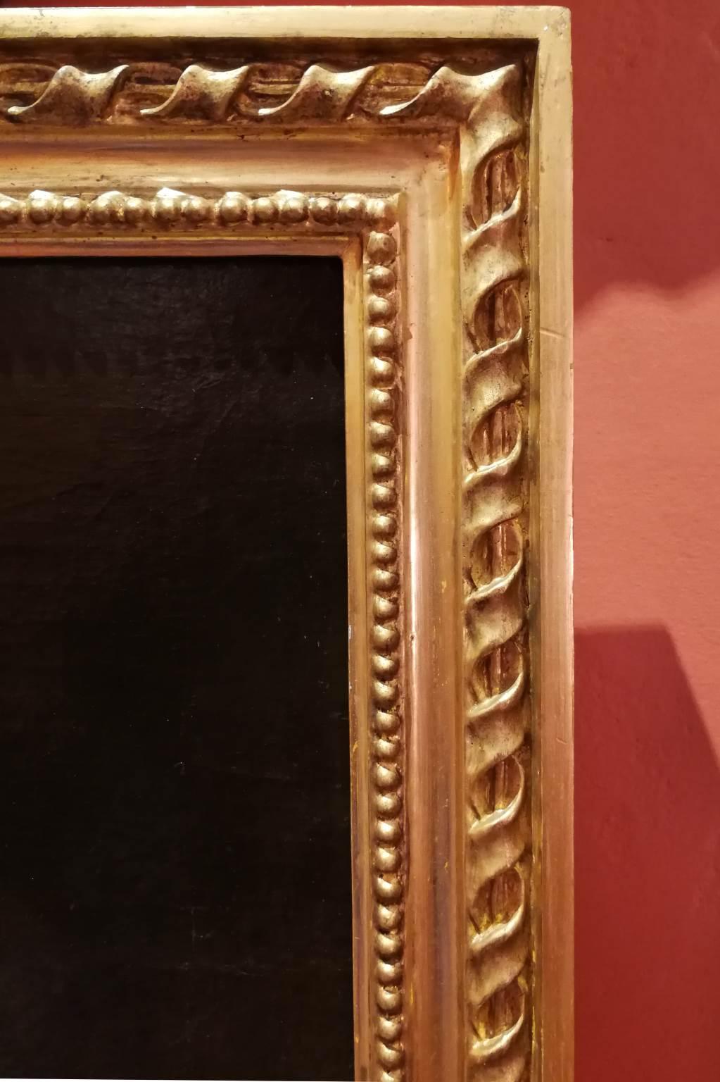 Ritratto figurativo maschile neoclassico italiano con cornice firmato 5
