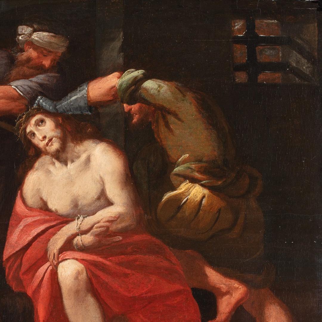 Giovan Battista Discepoli, Krönung von Thornen, Ölgemälde auf Tafel, 17. Jahrhundert im Angebot 2