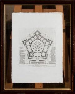 Grundriss des Palazzo Farnese – Stich, Manierismus, gerahmt, 1738, signiert „Falda“