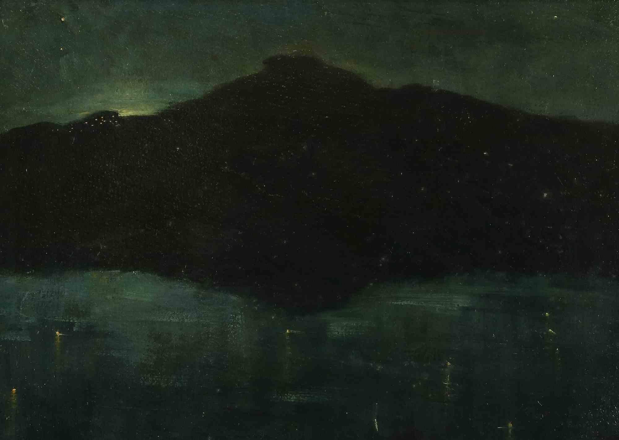 Nocturnal -  Oil Painting by Giovan Battista Ferrari - 19th Century 