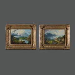 Paire de paysages du nord de l'Italie du XIXe siècle, de Giovan Battista Lelli