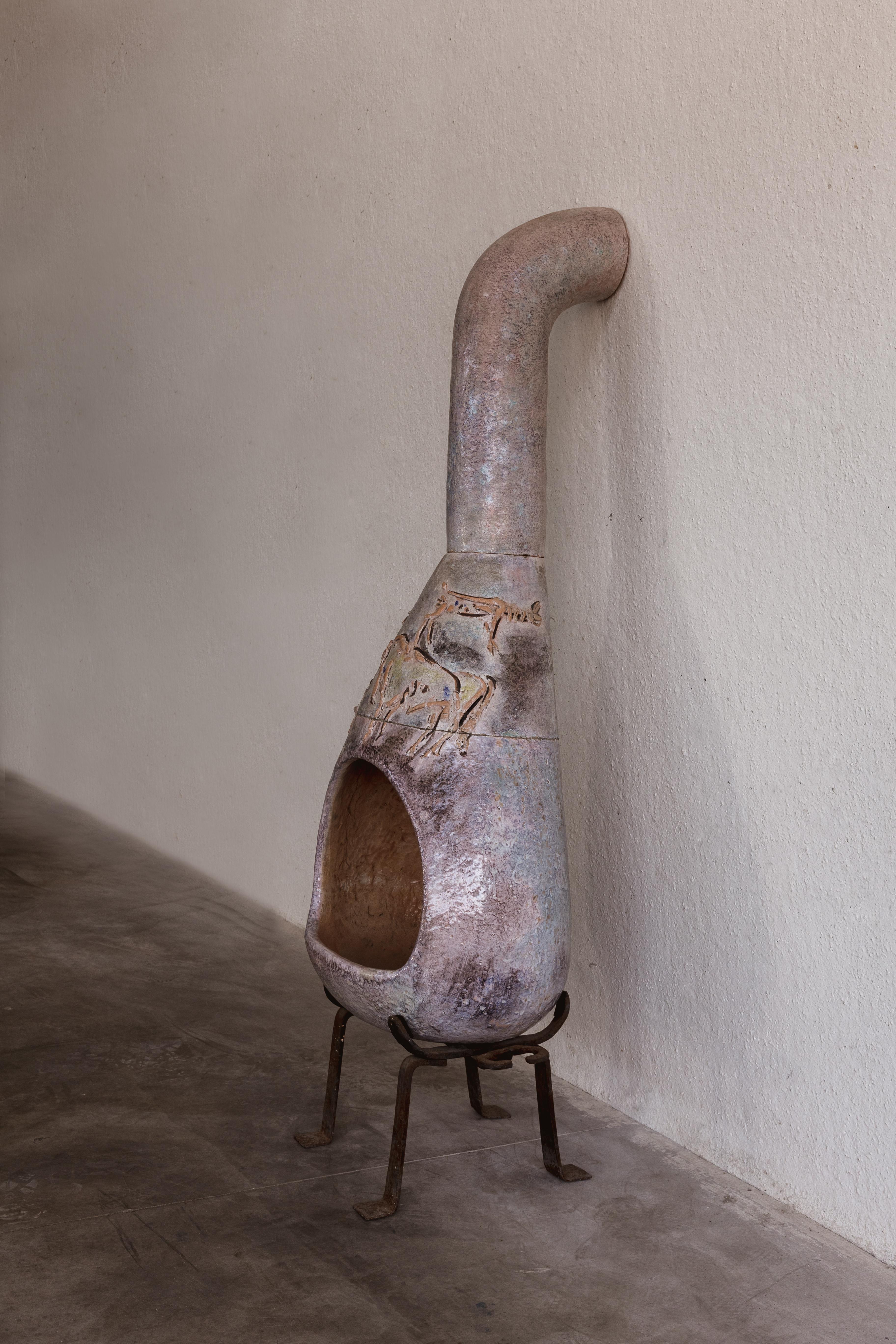 Giovan Battista Mitri: Skulpturaler Kamin aus Majolika, 1960er-Jahre im Angebot 2