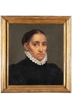 16th Century By Circle of Giovan Battista Moroni Portrait of Woman Oil on Canvas
