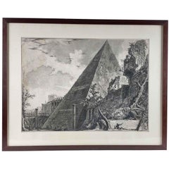 Piranesi Incisione Neoclassica Della Piramide Di Caio Cestio a Roma 1756 circa