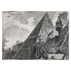 Piranesi Incisione Neoclassica Della Piramide Di Caio Cestio a Roma 1756 circa