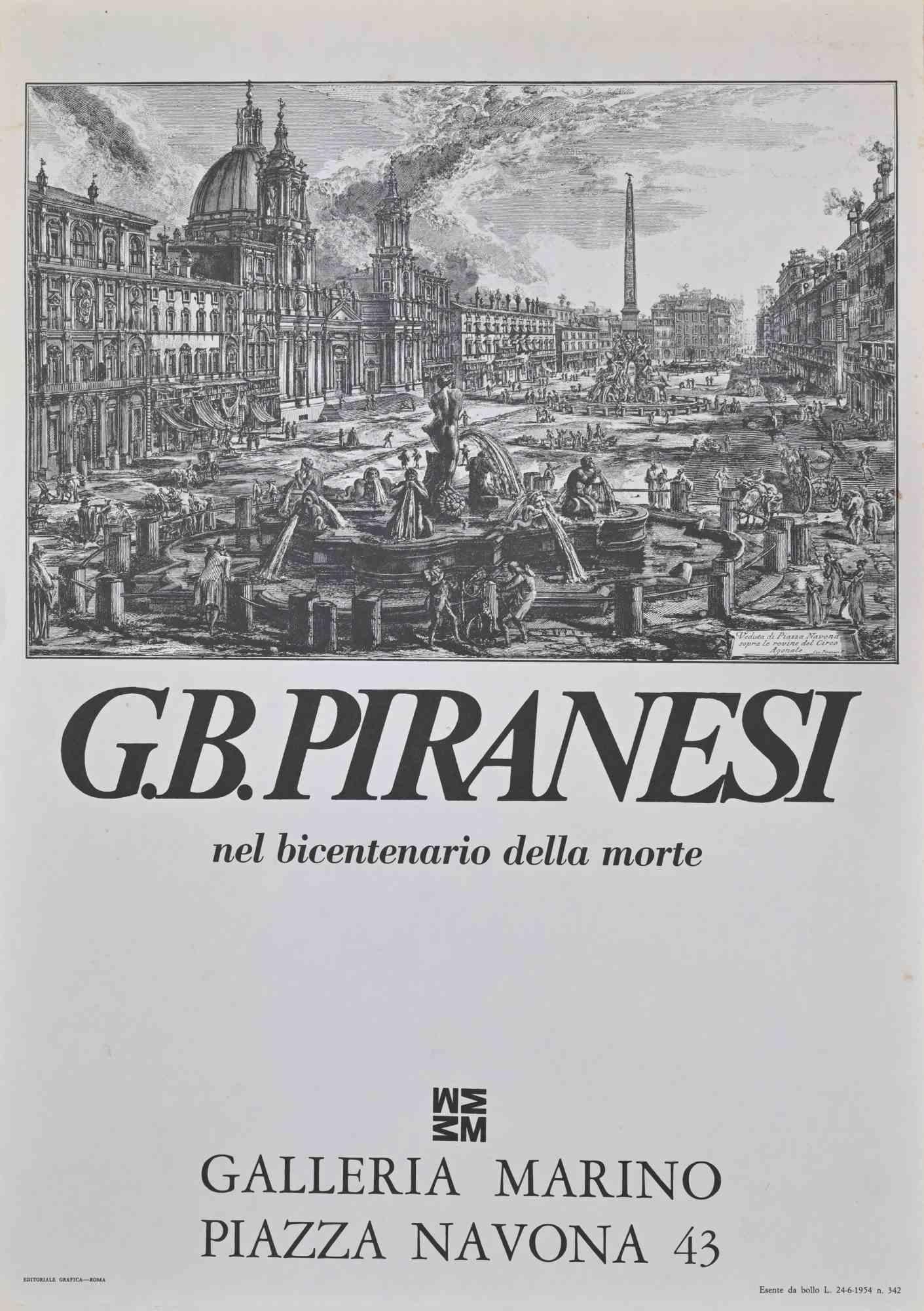Vintage poster realized in occasion of the exhibition of Piranesi's Etchings at Galleria Marino Rome.

The exhibition was held in occasion of Piranesi's bicentenary of the death (1778-1978).

Very good condition.