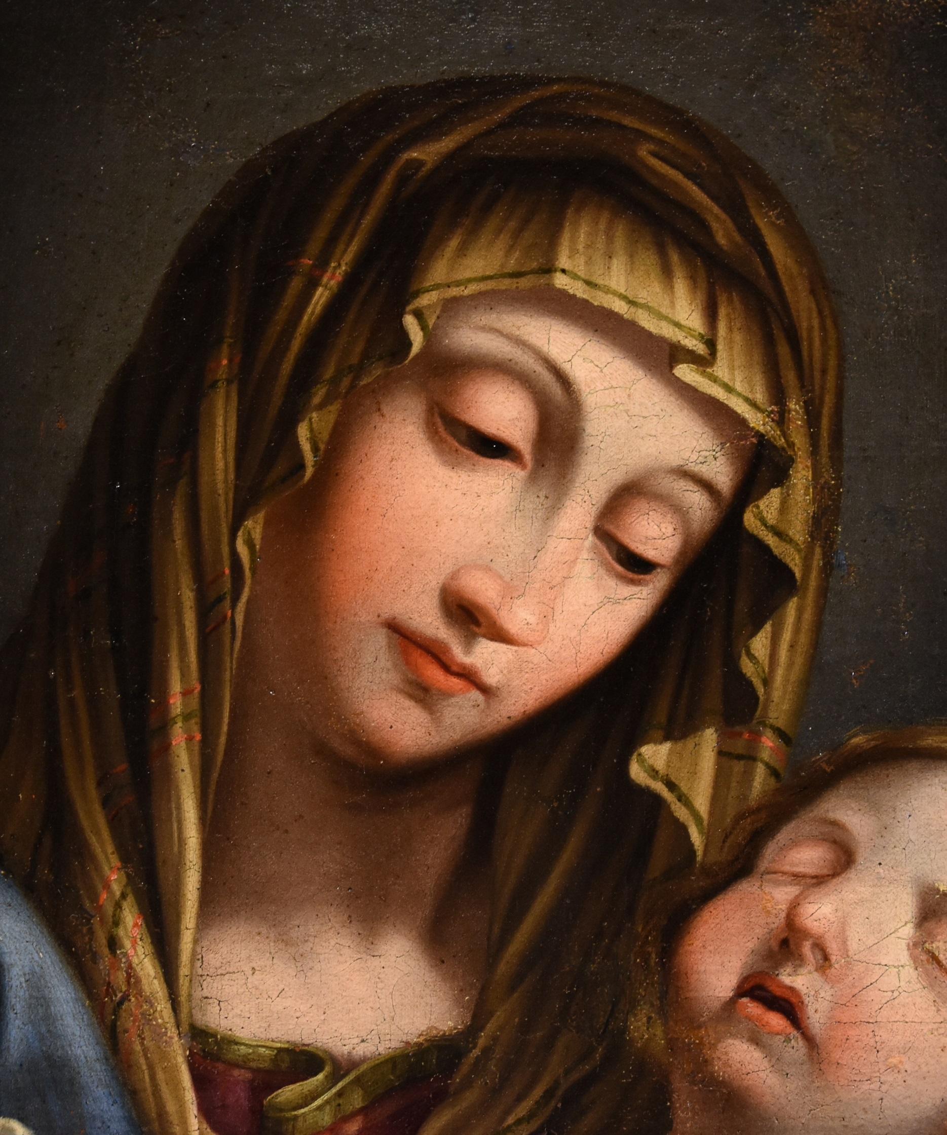 Madonna Child & Child Maria Sassoferrato Olio su tela 17° secolo Arte antica in vendita 2