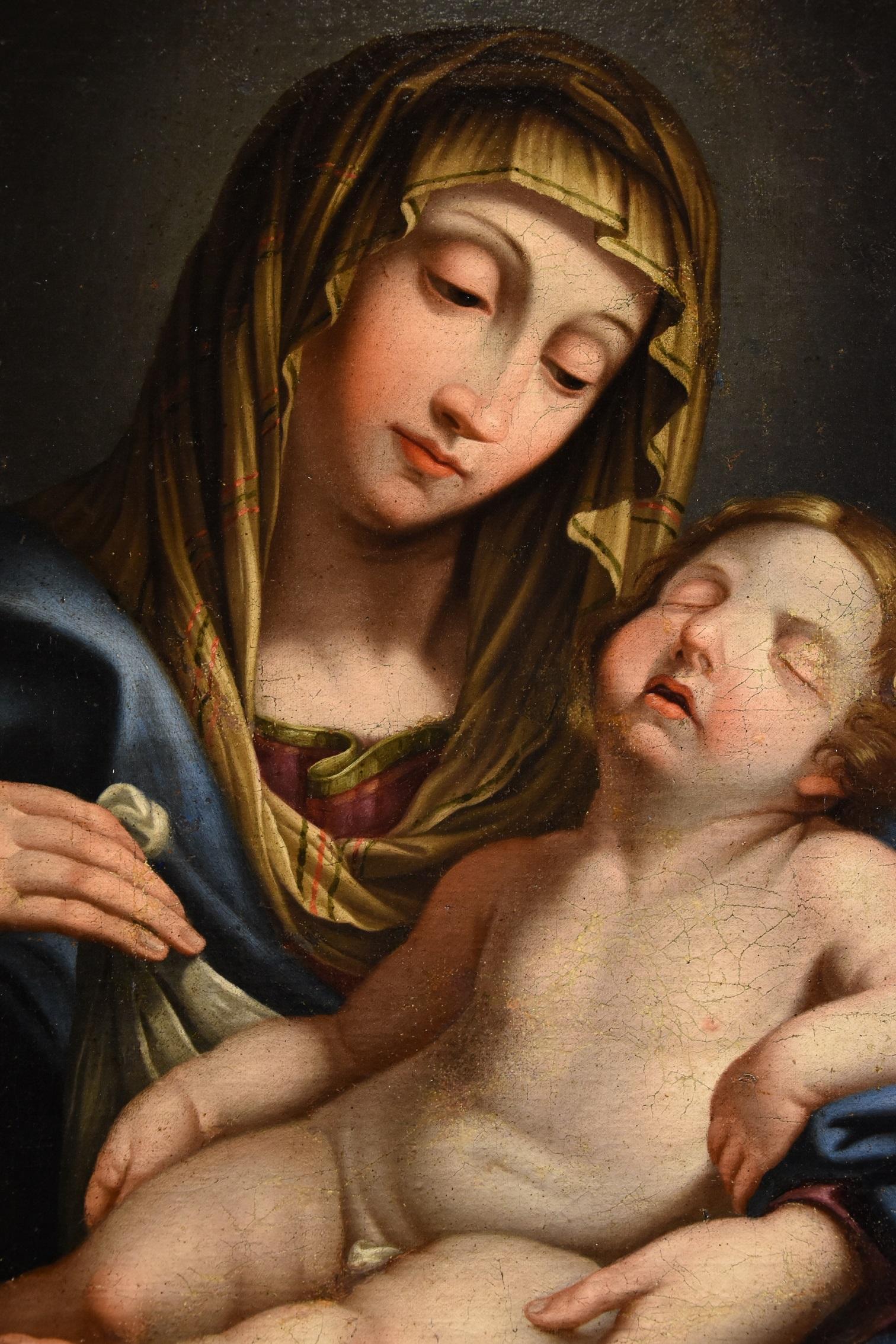 Madonna Child Maria Sassoferrato Paint Oil on canvas 17th Century Old master Art For Sale 6