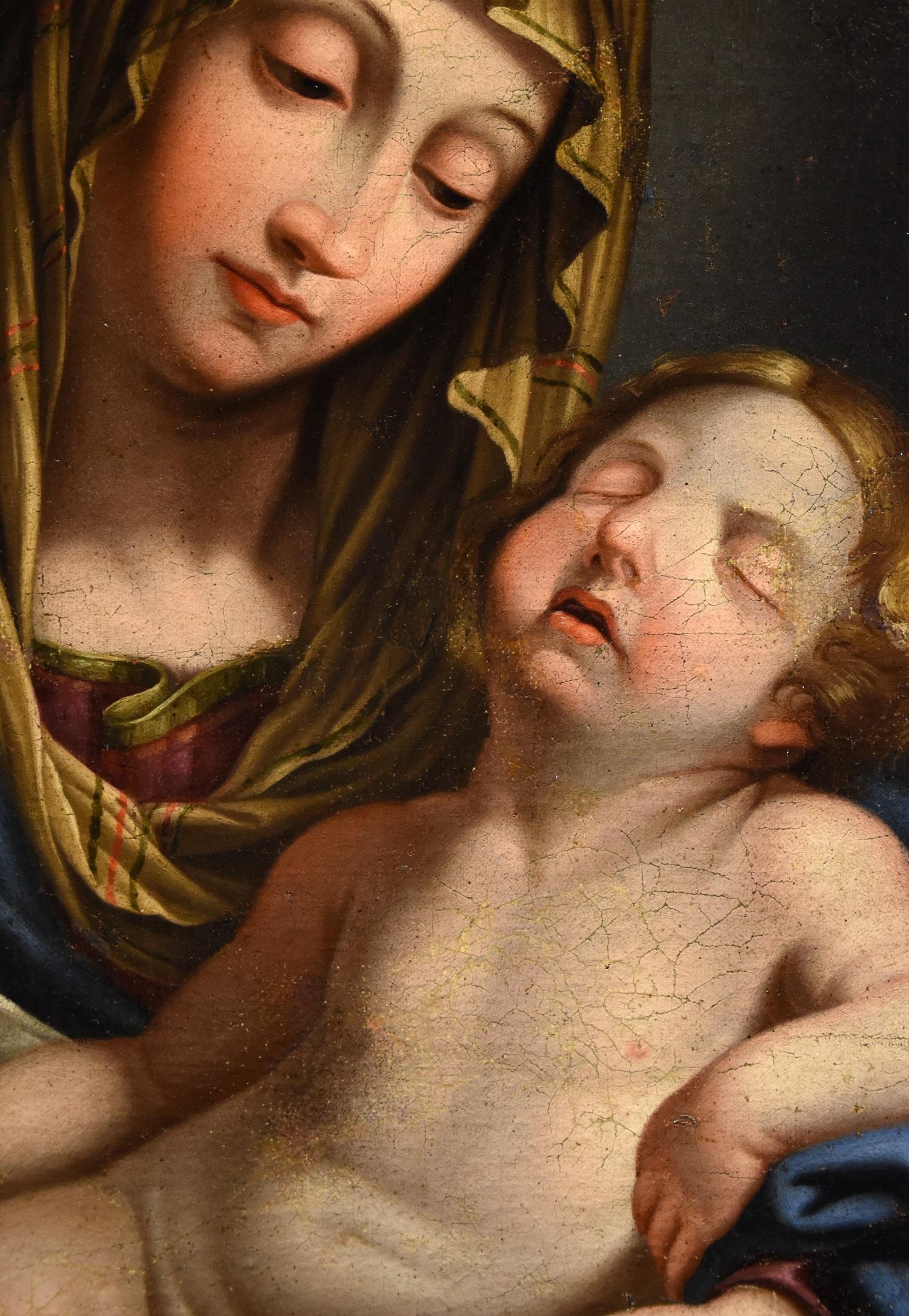 Madonna Child Maria Sassoferrato Paint Oil on canvas 17th Century Old master Art For Sale 7