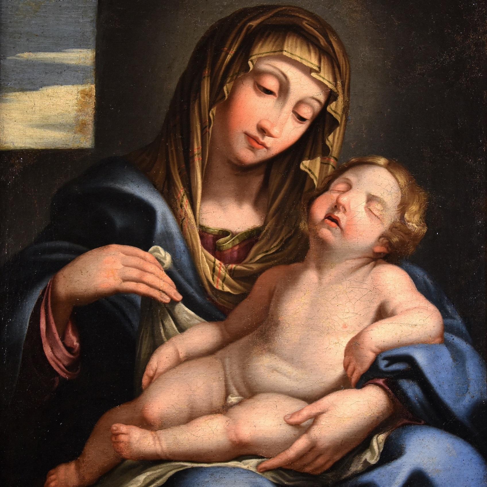 Madonna Child Maria Sassoferrato Paint Oil on canvas 17th Century Old master Art - Painting by Giovan Battista Salvi known as 'il Sassoferrato' (1609 - 1685)