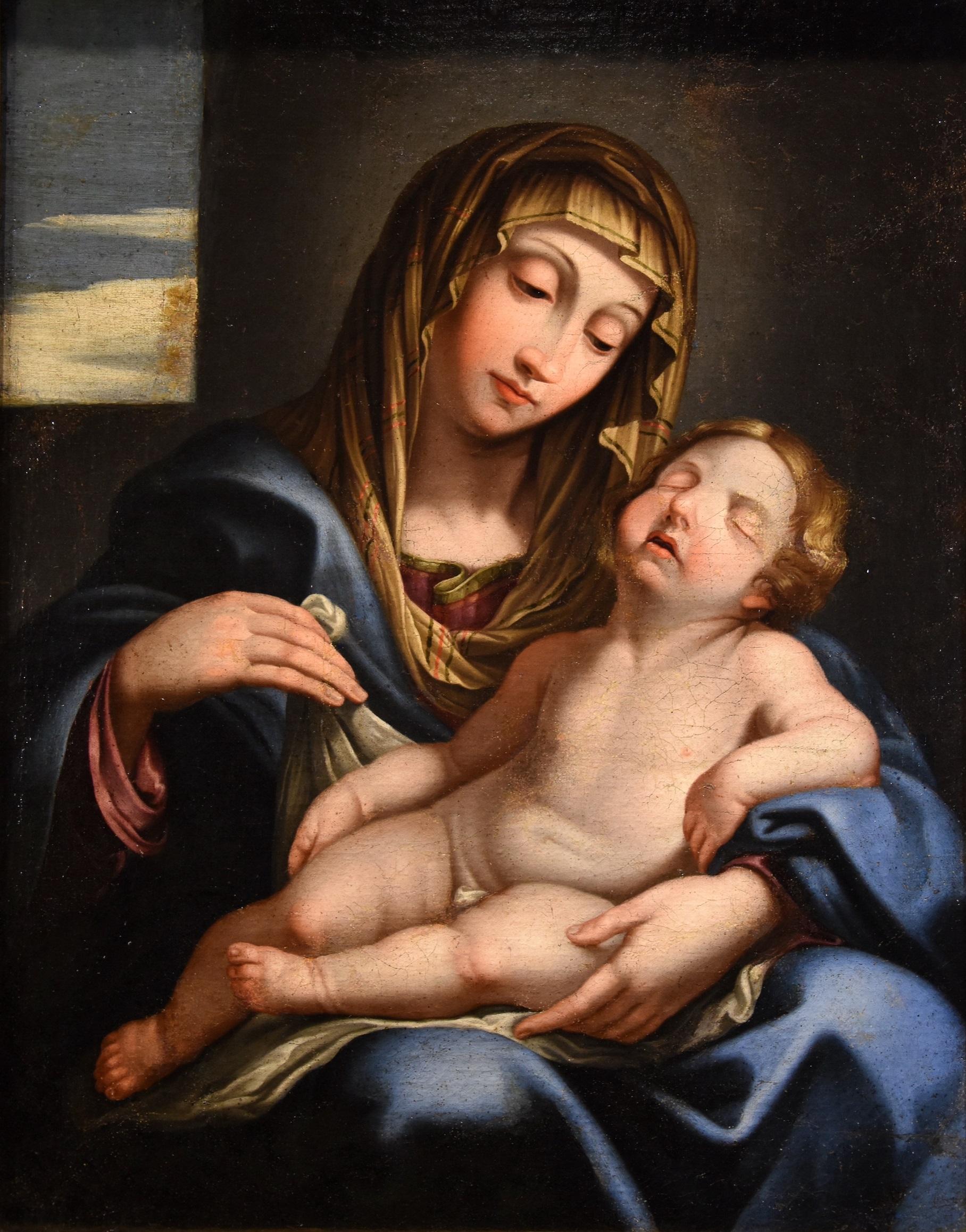 Madonna Child Maria Sassoferrato Paint Oil on canvas 17th Century Old master Art - Old Masters Painting by Giovan Battista Salvi known as 'il Sassoferrato' (1609 - 1685)