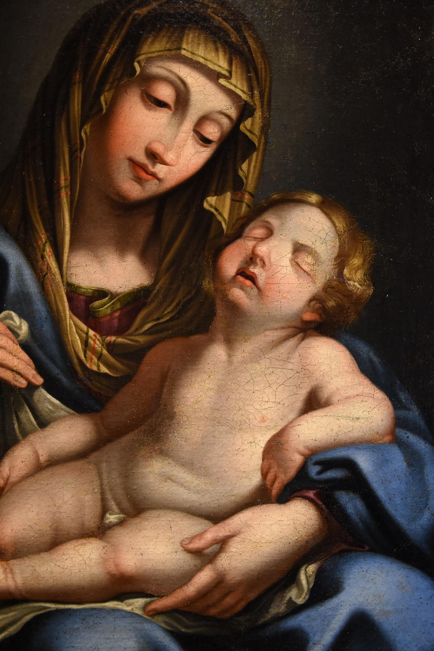Madonna Child Maria Sassoferrato Paint Oil on canvas 17th Century Old master Art For Sale 1
