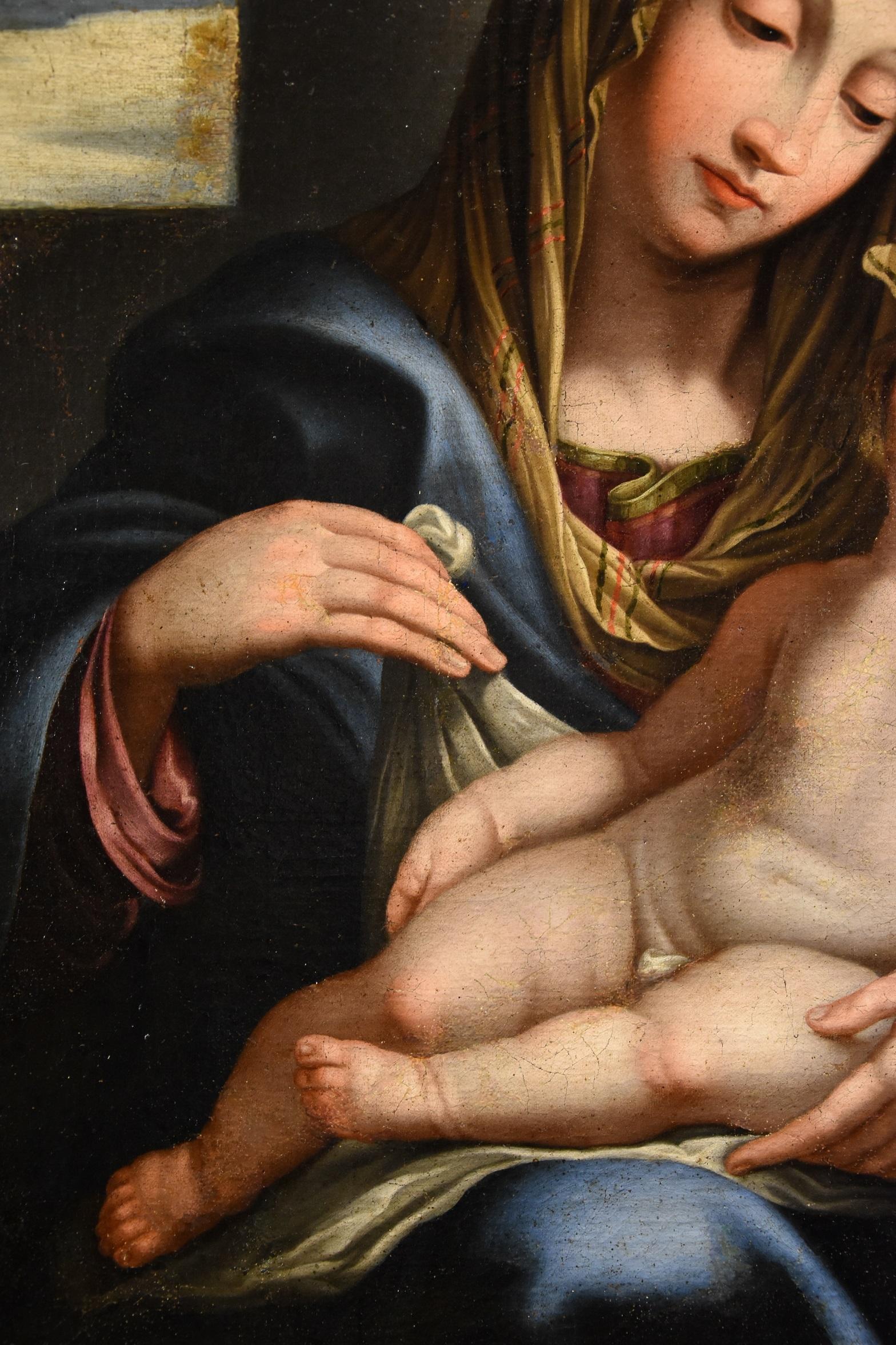 Madonna Child Maria Sassoferrato Paint Oil on canvas 17th Century Old master Art For Sale 2