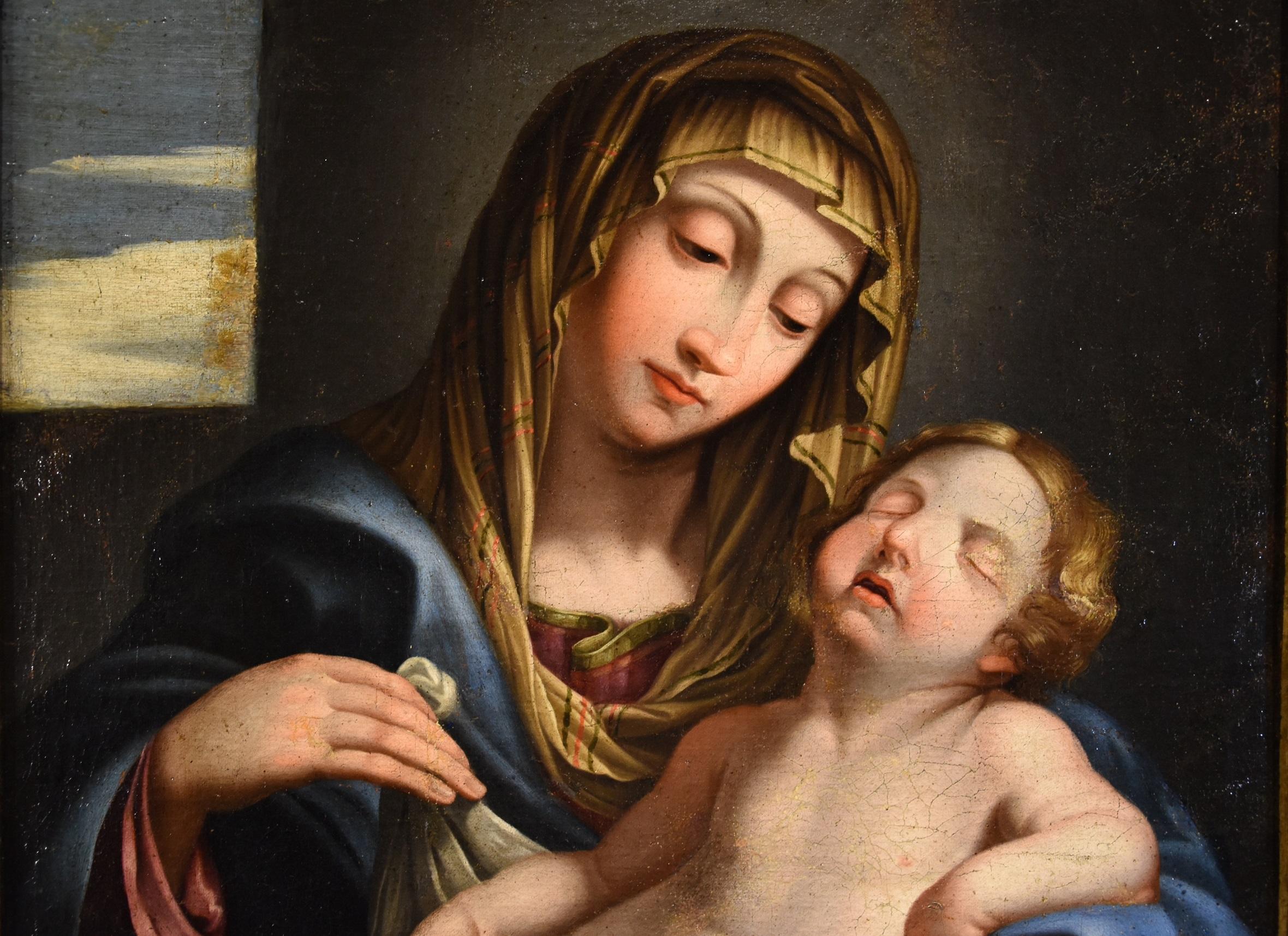 Madonna Child Maria Sassoferrato Paint Oil on canvas 17th Century Old master Art For Sale 3