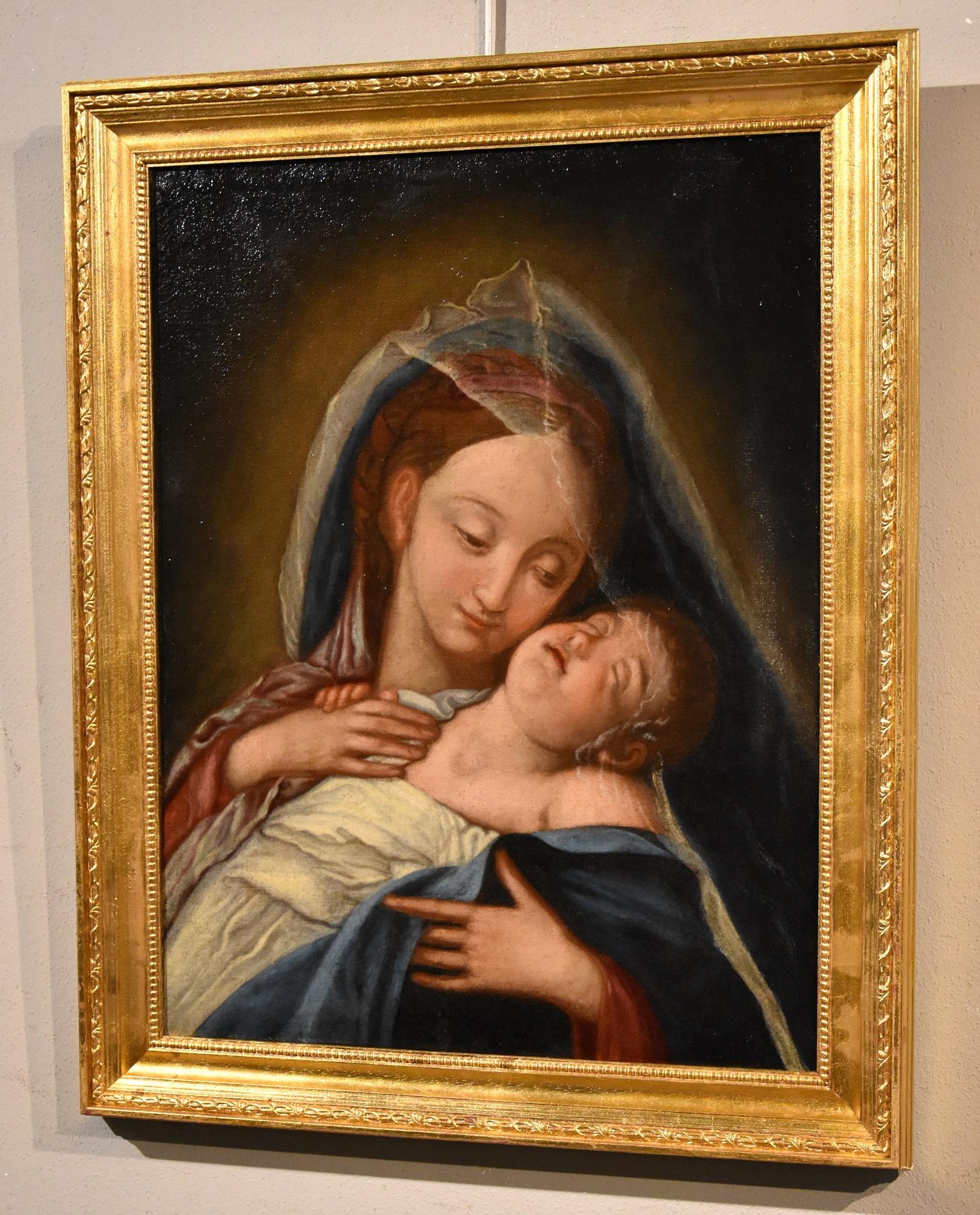 Madonna Maria Sassoferrato Paint Oil on canvas Old master 18th Century Italian   For Sale 1