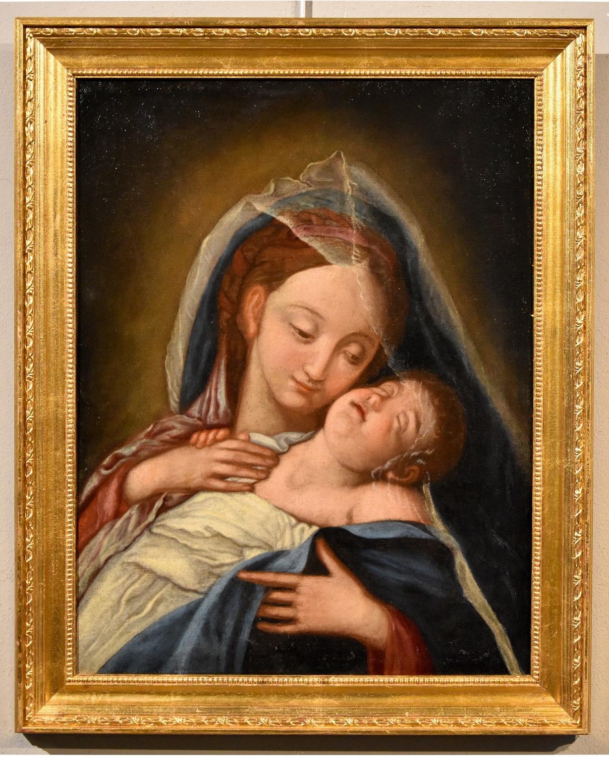 Madonna Maria Sassoferrato Paint Oil on canvas Old master 18th Century Italian   - Painting by Giovan Battista Salvi known as 'il Sassoferrato' (1609 - 1685)
