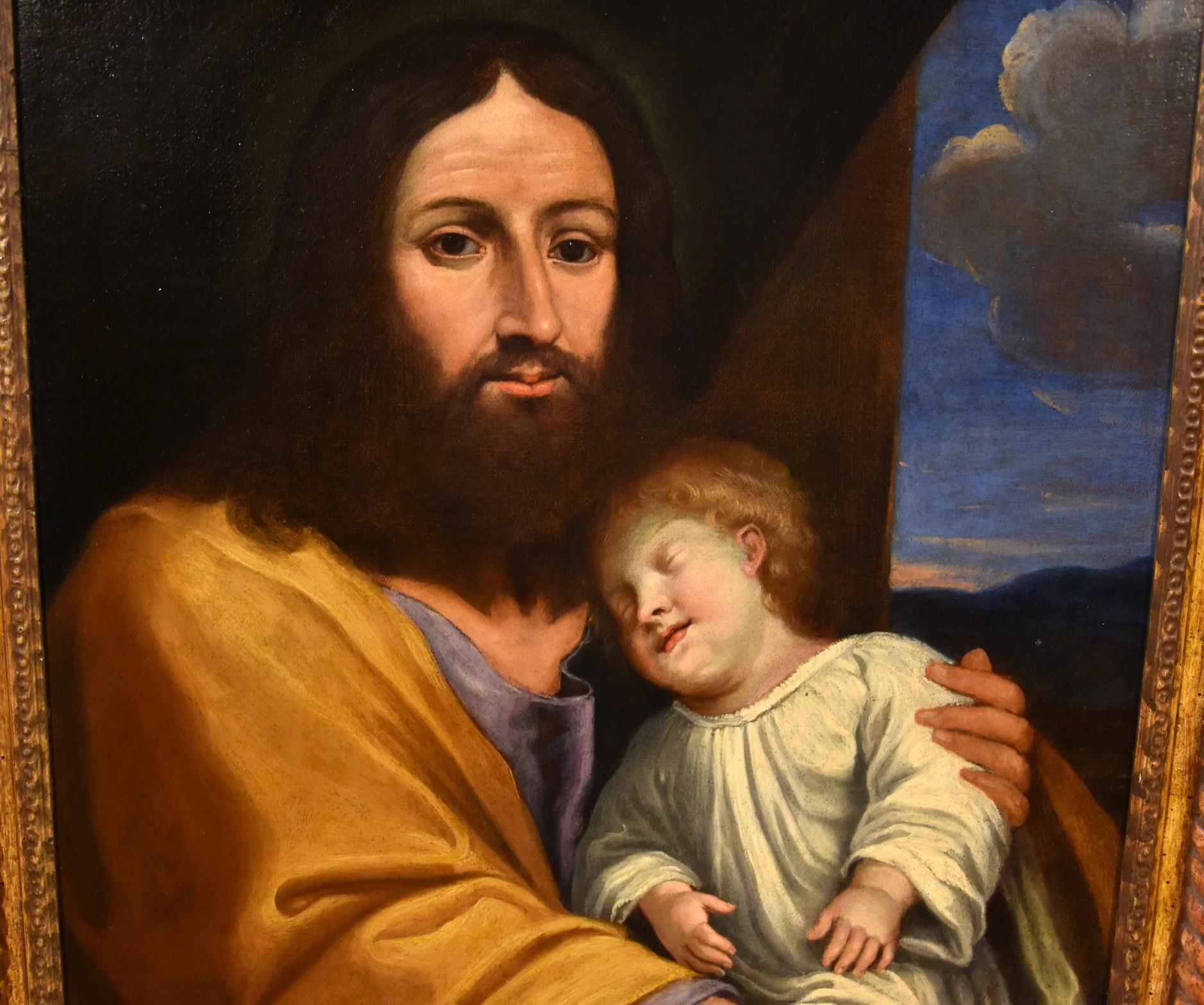 Peinture à l'huile sur toile « Jesus Son Salvi » de l'ancien maître italien du 17ème siècle, style religieux en vente 6