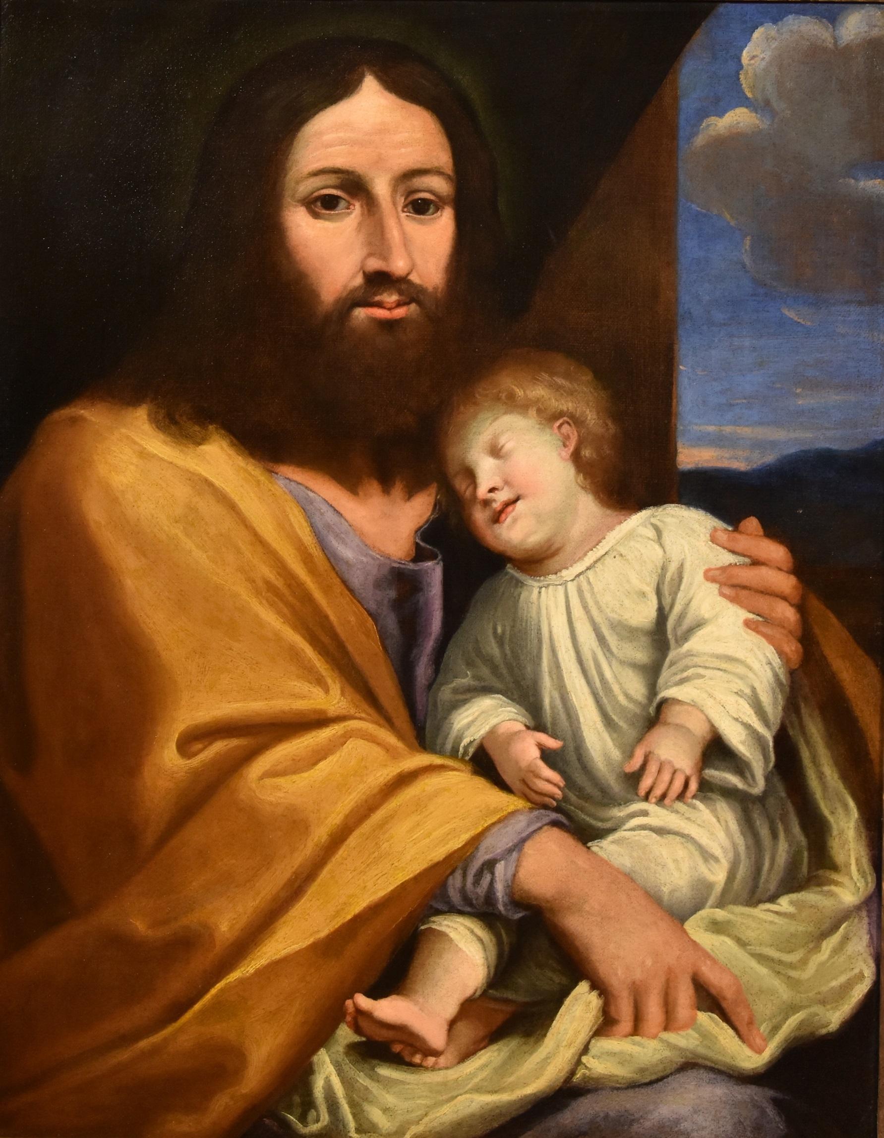 Jesus Son Salvi Paint Oil on canvas Old master 17th Century Italian Religious - Painting by Giovan Battista Salvi known as 