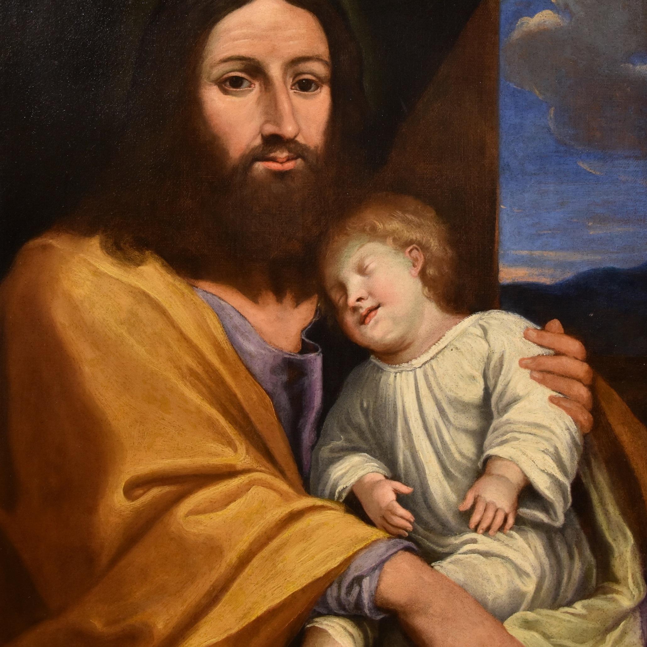 Peinture à l'huile sur toile « Jesus Son Salvi » de l'ancien maître italien du 17ème siècle, style religieux - Maîtres anciens Painting par Giovan Battista Salvi known as 