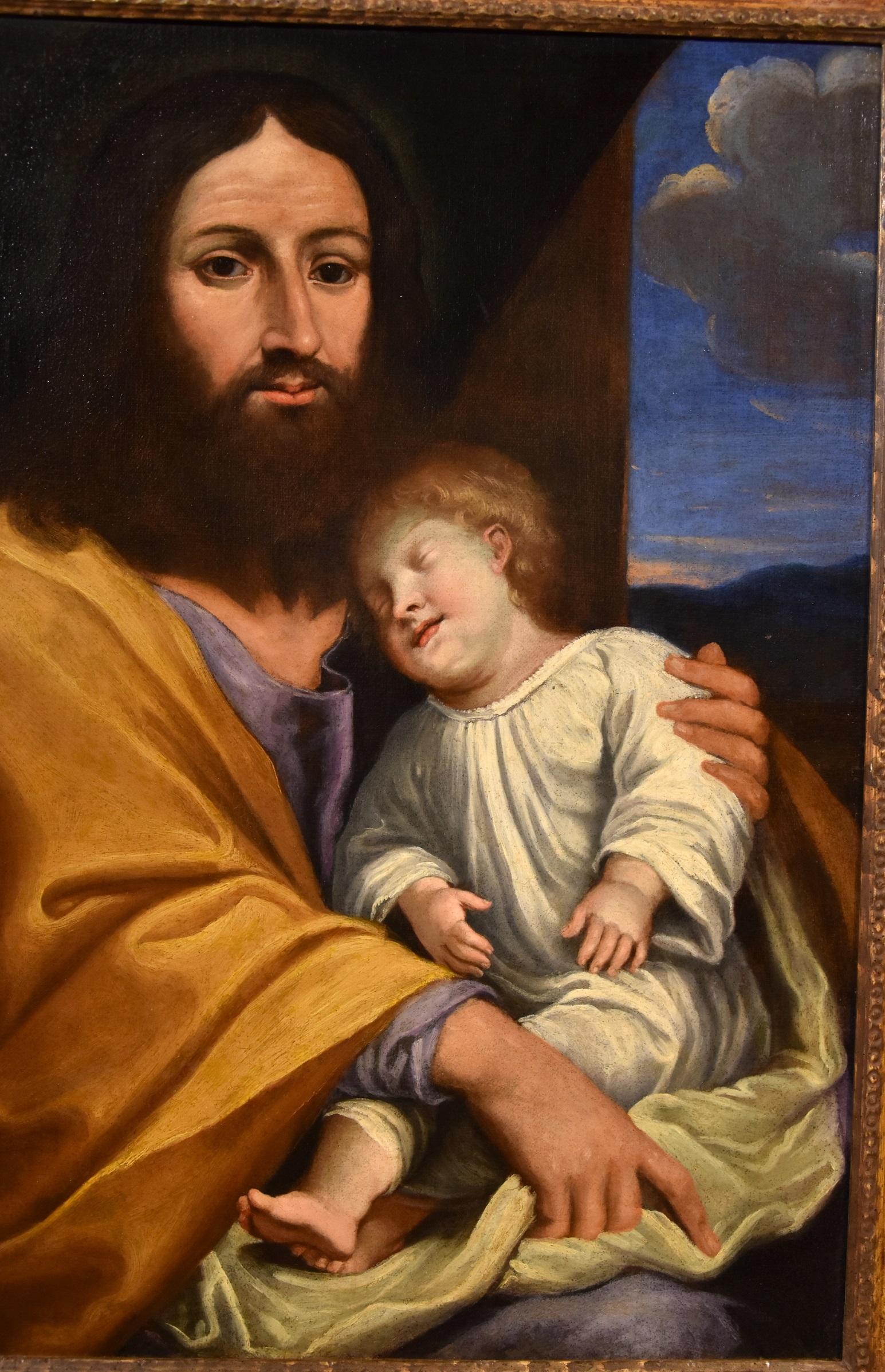 Peinture à l'huile sur toile « Jesus Son Salvi » de l'ancien maître italien du 17ème siècle, style religieux - Marron Portrait Painting par Giovan Battista Salvi known as 