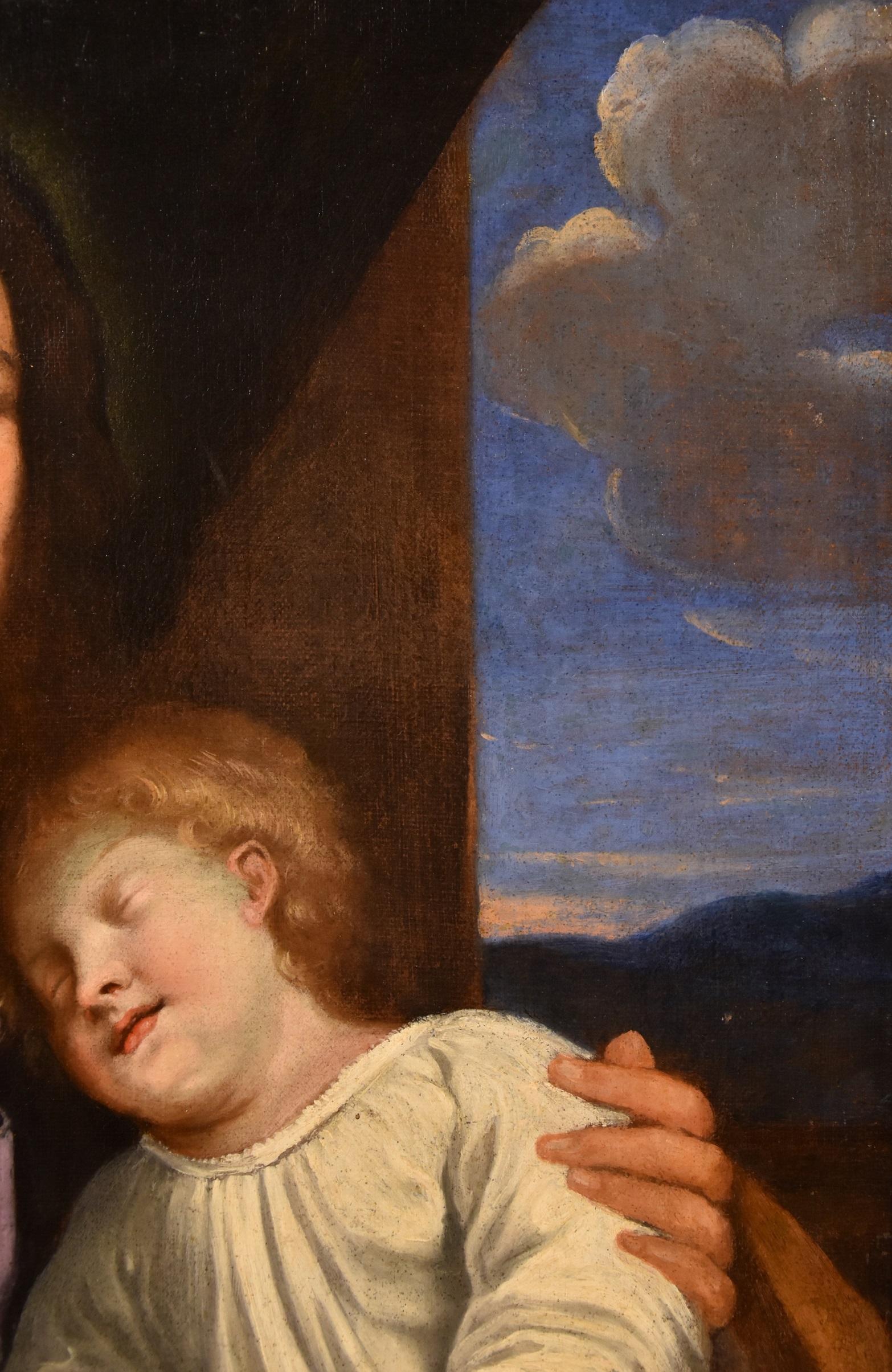 Jesus Son Salvi Paint Oil on canvas Old master 17th Century Italian Religious - Brown Portrait Painting by Giovan Battista Salvi known as 