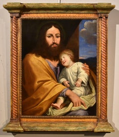 Antique Jesus Son Salvi Paint Oil on canvas Old master 17th Century Italian Religious