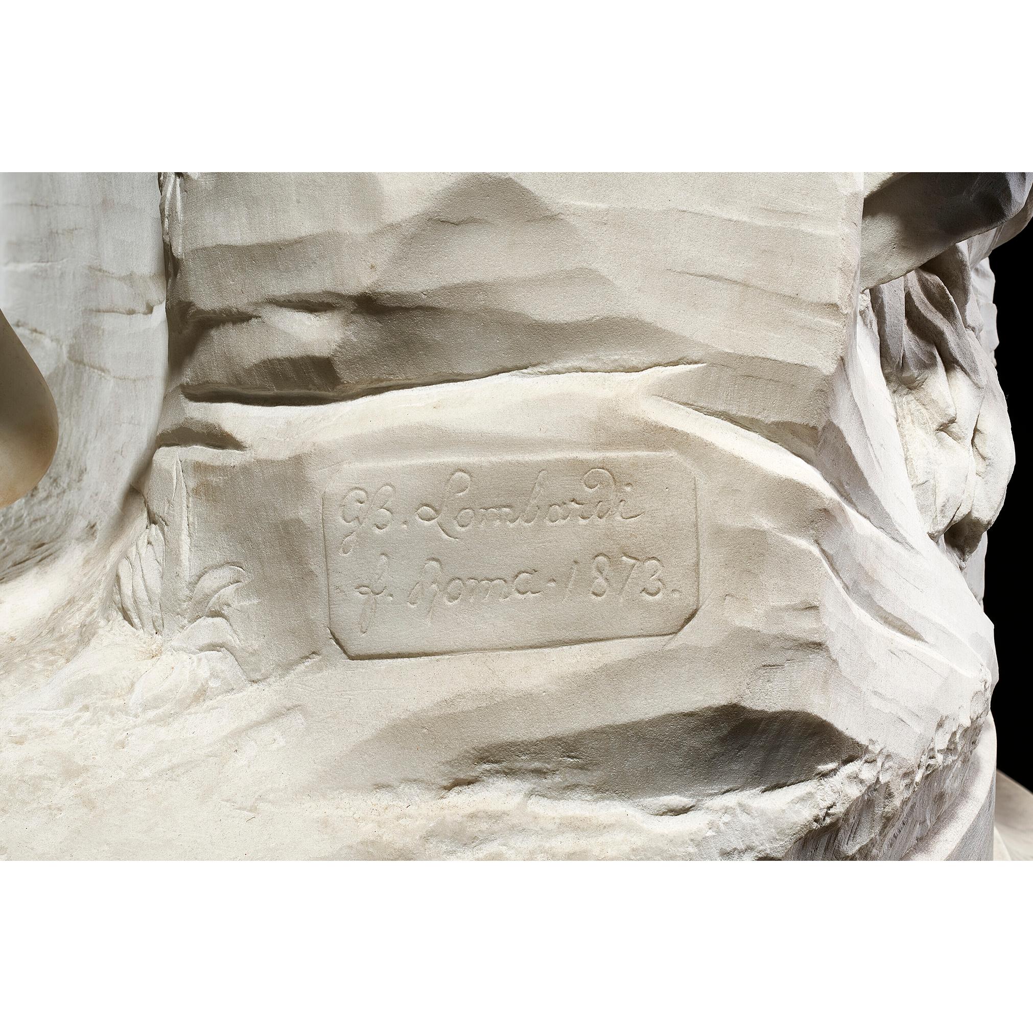 Susanna al bagno, italienische Marmorstatue von Lombardi mit Reliefskulptursockel  im Angebot 2