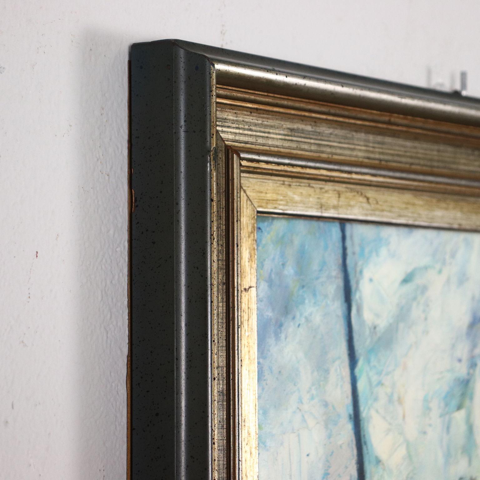 Oil painting on canvas. Signed lower left. On the back there is a further signature with the date and title of the work. Also present is a cartouche of the Gussoni Gallery in Milan, relating to a personal exhibition dedicated to the author, bearing