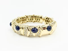 Giovane Blue Sapphire and Diamond 18 Karat Cuff Bracelet