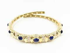 Giovane Blue Sapphire and Diamond 18 Karat Flexible Collar Necklace