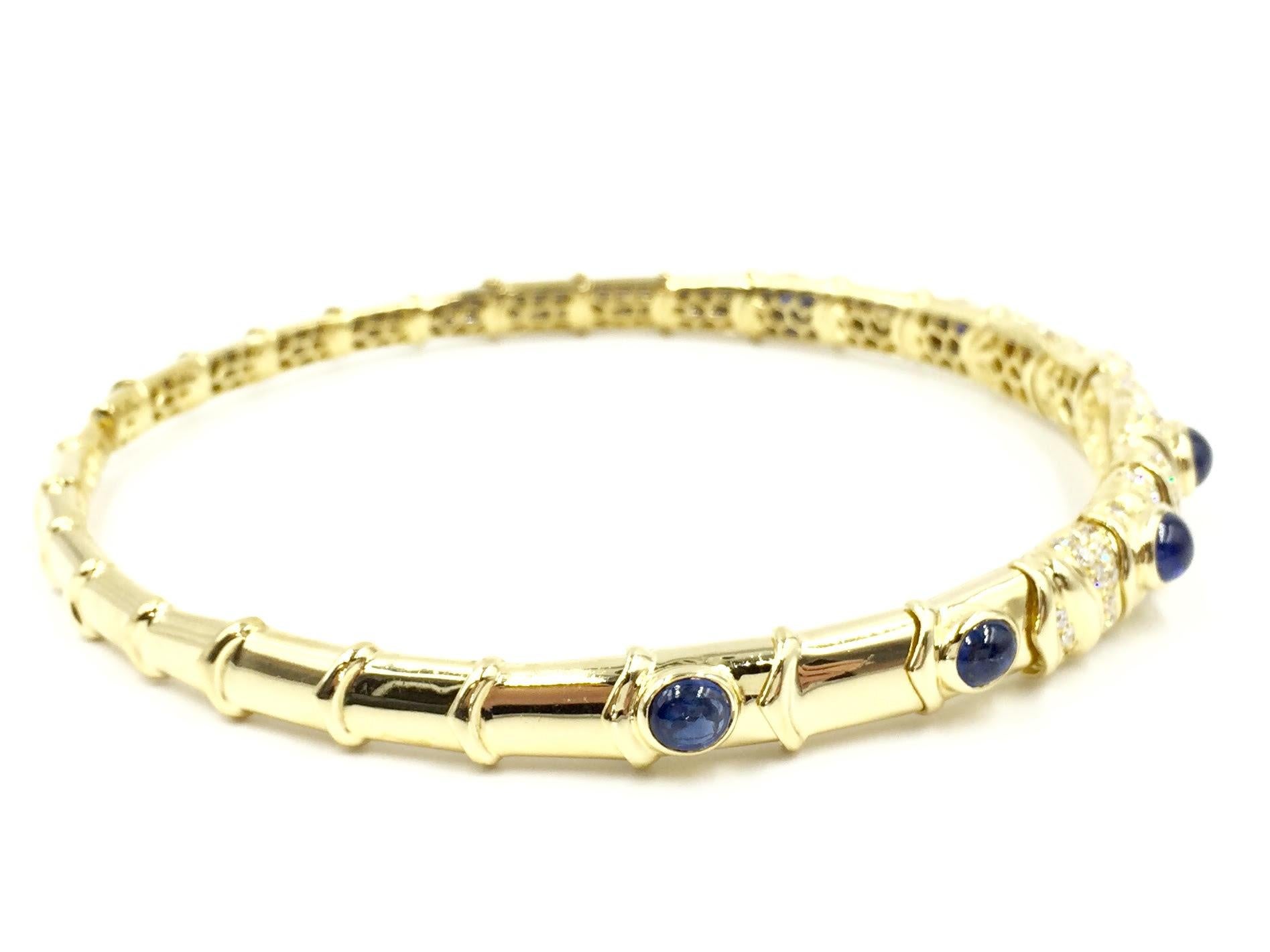 Oval Cut Giovane Blue Sapphire and Diamond 18 Karat Flexible Collar Necklace For Sale