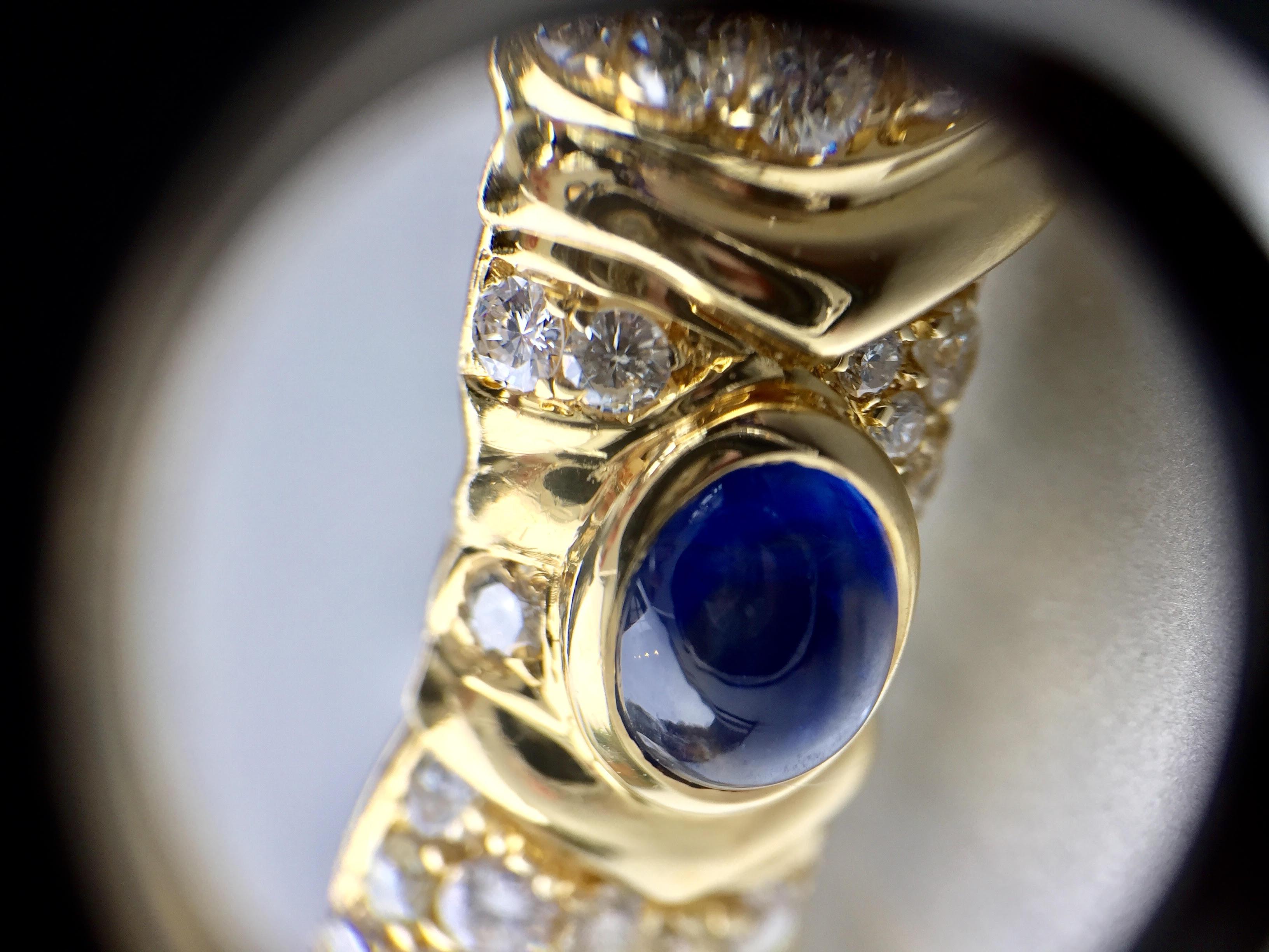 Giovane Blue Sapphire and Diamond 18 Karat Flexible Collar Necklace For Sale 2