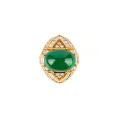 Giovane Cabochon Emerald Diamond Gold Ring
