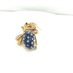 Giovane Italy 18KT Gold, 7.35 Carat Sapphire and 1.53 Carat Diamond Bee Brooch