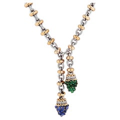 Giovane Italy Collier Lariat en saphir, émeraude et diamant